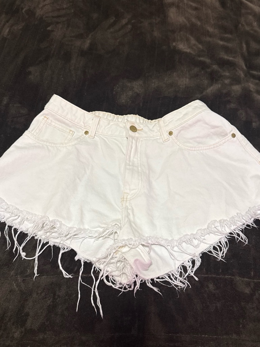 White Frayed Hem Women’s Denim Shorts Size 8